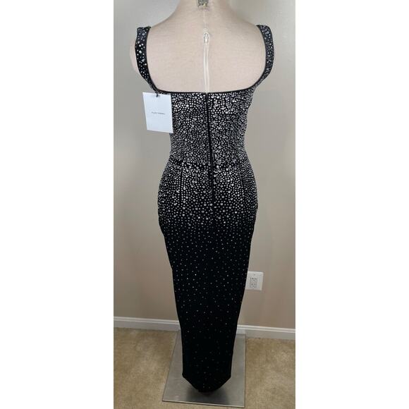 Alex Perry Singlet Sweetheart Crystal Embellished Column Black Maxi Dress Sz 4 - Picture 6 of 9